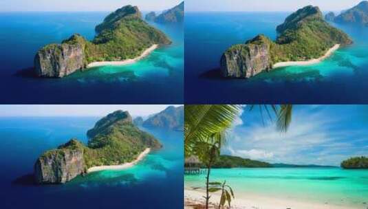蓝色唯美海边海岸线风景三亚海南避暑旅游3高清在线视频素材下载