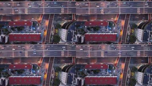 俯拍城市高架和地铁线高清在线视频素材下载