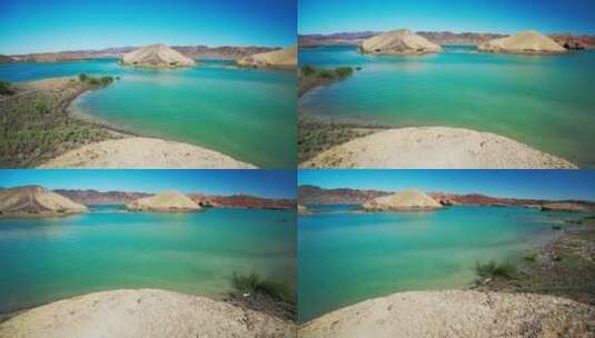 荒漠中翠绿的湖泊高清在线视频素材下载