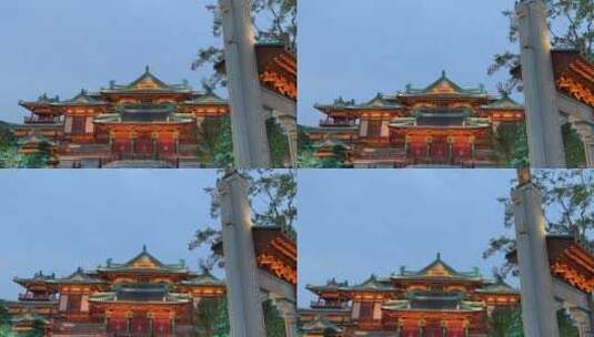 南京金陵小城仿古建筑夜景视频2高清在线视频素材下载
