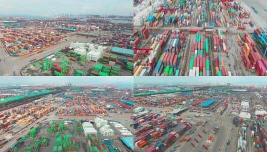 4K青岛港口货运码头贸易物流集装箱自动化高清在线视频素材下载