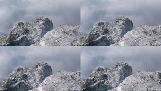 冬季峨眉山雪景悬崖峭壁云雾缭绕高清在线视频素材下载