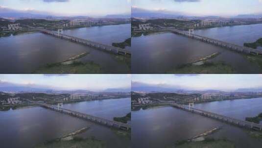 跨江大桥上的日落黄昏夕阳高清在线视频素材下载