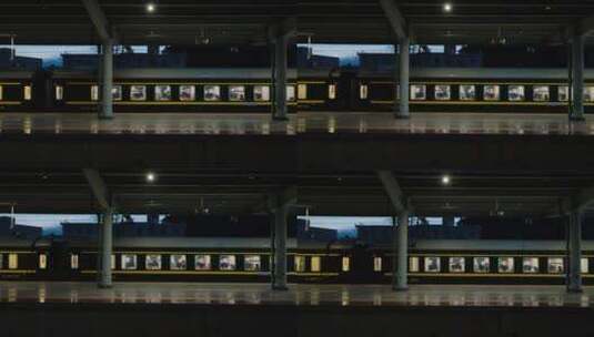 火车站赶夜车绿皮车高清在线视频素材下载