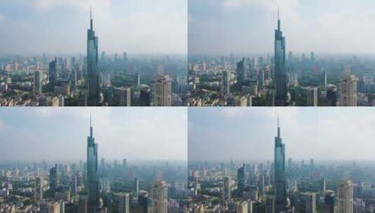 南京紫峰大厦高楼建筑城市天际线航拍风光高清在线视频素材下载