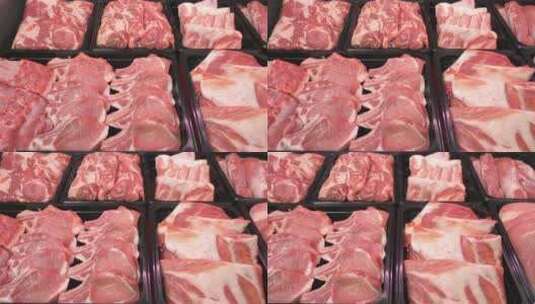 超市货架上的猪肉高清在线视频素材下载