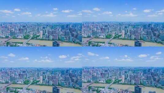广州珠江天空蓝天白云唯美城市风景航拍延时高清在线视频素材下载