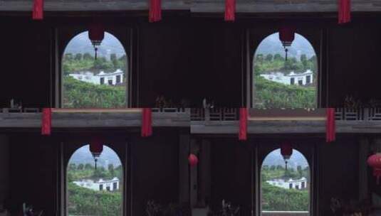 福清东关寨大门挂着喜庆的红灯笼高清在线视频素材下载