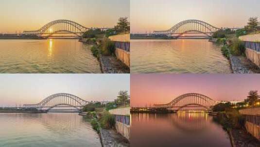 南宁三岸邕江大桥日转夜延时高清在线视频素材下载