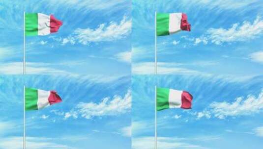 意大利国旗空中飘扬高清在线视频素材下载