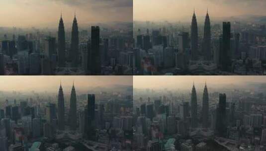 马来西亚日落时分的吉隆坡城市天际线。高清在线视频素材下载