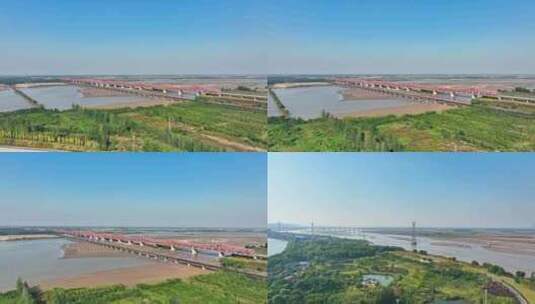 航拍郑州桃花峪黄河大桥高清在线视频素材下载