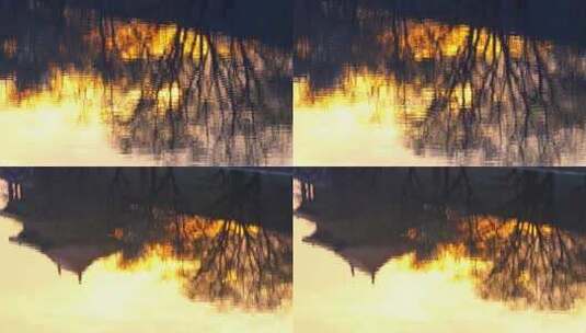 故宫护城河黄昏的倒影高清在线视频素材下载