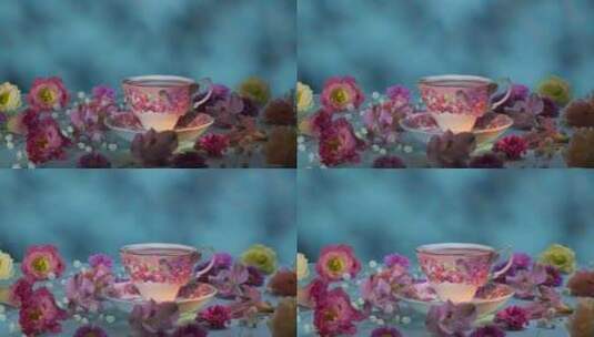 非常精美的瓷器彩绘印花茶杯茶盏茶碗瓷器高清在线视频素材下载