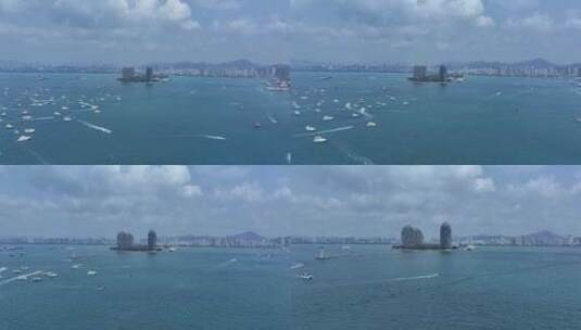 三亚海上游艇航拍高清在线视频素材下载