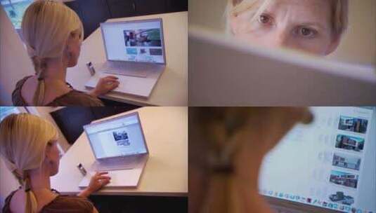外国女孩操作电脑高清在线视频素材下载