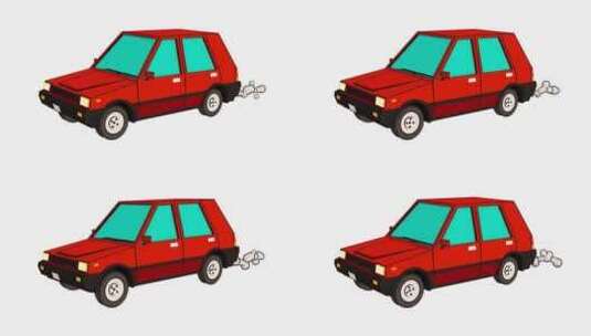 3d卡通红色汽车高清在线视频素材下载