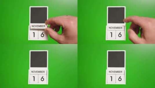 11.绿色背景上日期为11月16日的日历高清在线视频素材下载
