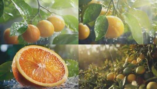 橙子橙汁农业脐橙水果果园柑橘饮料高清在线视频素材下载