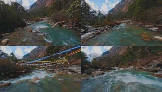 4kfpv航拍西藏昌都穿越高山河流雪山高清在线视频素材下载