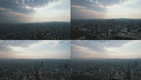 高空俯瞰城市航拍淄博高清在线视频素材下载