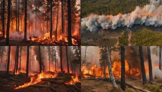 火灾 森林火灾 航拍森林火灾 起火高清在线视频素材下载