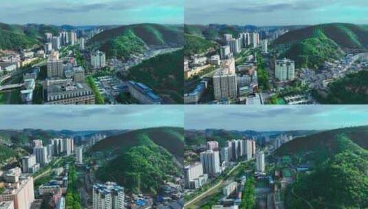 4K无人机航拍陕西延安城市风光景色高清在线视频素材下载
