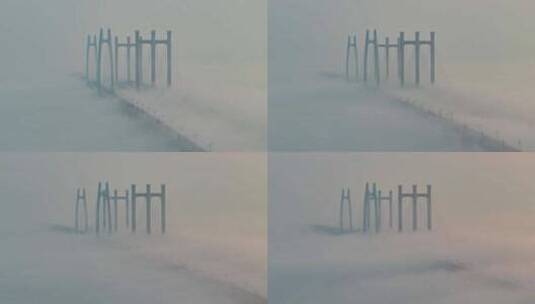 泉州湾跨海大桥平流雾延时摄影【4K】高清在线视频素材下载