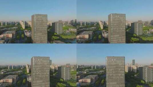 上海嘉定新城大厦建筑航拍高清在线视频素材下载