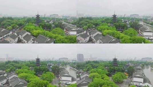 苏州寒山寺中式建筑旅游景点航拍高清在线视频素材下载