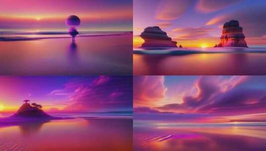 超级大合集赛博朋克海滩紫色神秘韵味高清在线视频素材下载