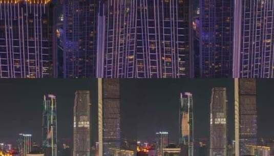 长沙夜景长沙IFS国金中心市区高楼大厦航高清在线视频素材下载