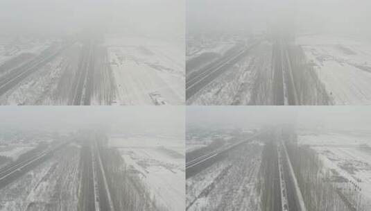 航拍雪景公路高清在线视频素材下载