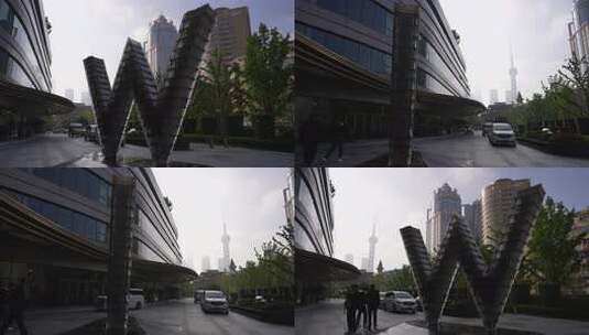 上海现代建筑与东方明珠远景高清在线视频素材下载