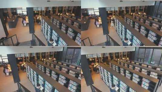 上海嘉定图书馆内部室内看书读书学习高清在线视频素材下载