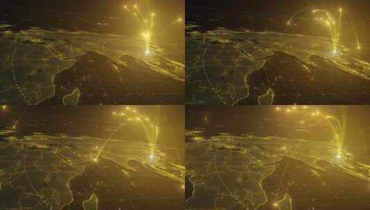 金色光线世界地图辐射展示高清AE视频素材下载