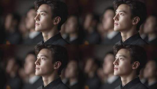 青年代表目光坚定展望未来发展高清在线视频素材下载