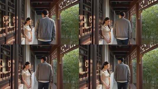 古巷邂逅的男女高清在线视频素材下载