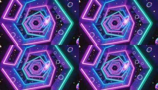 几何建筑空间抽象艺术浪漫梦幻霓虹隧道4K高清在线视频素材下载