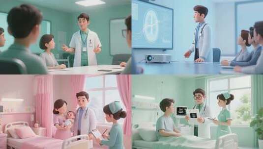中国医师节护士节医疗动画医生工作场景高清在线视频素材下载