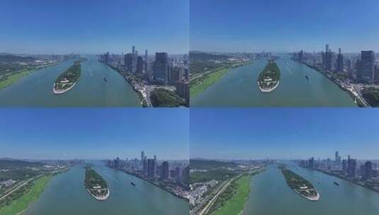 长沙橘子洲景区橘子洲大气航拍高清在线视频素材下载