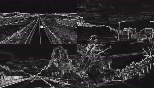 开车在路上光亮线条黑白抽象背景高清AE视频素材下载