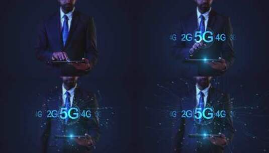 商人与 5G 技术在数字世界互动高清在线视频素材下载