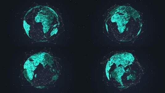 3D点地球地图世界连接旋转科幻技术。高清在线视频素材下载