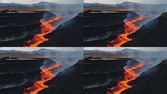 火山岩浆喷发高清在线视频素材下载