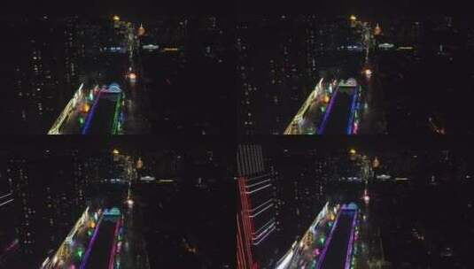 夜景车流城市亮化高楼大厦后飞高清在线视频素材下载