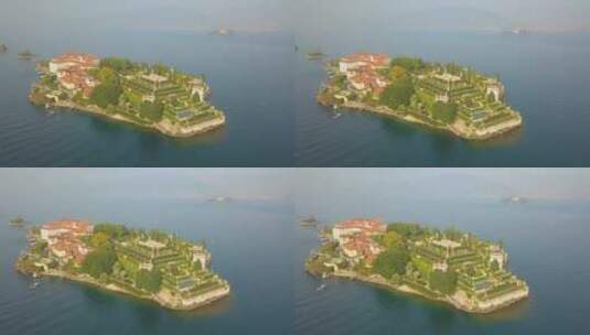 航拍美丽小岛上建筑物高清在线视频素材下载