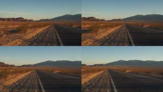 为穿越沙漠而修建的柏油路高清在线视频素材下载