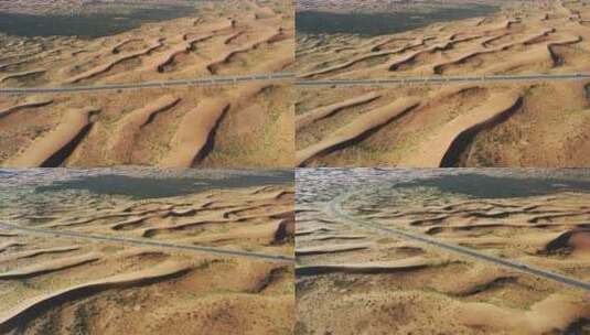 沙漠公路多角度航拍素材高清在线视频素材下载