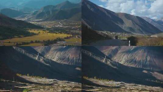 西藏风光视频行驶在西藏大山下的车辆高清在线视频素材下载